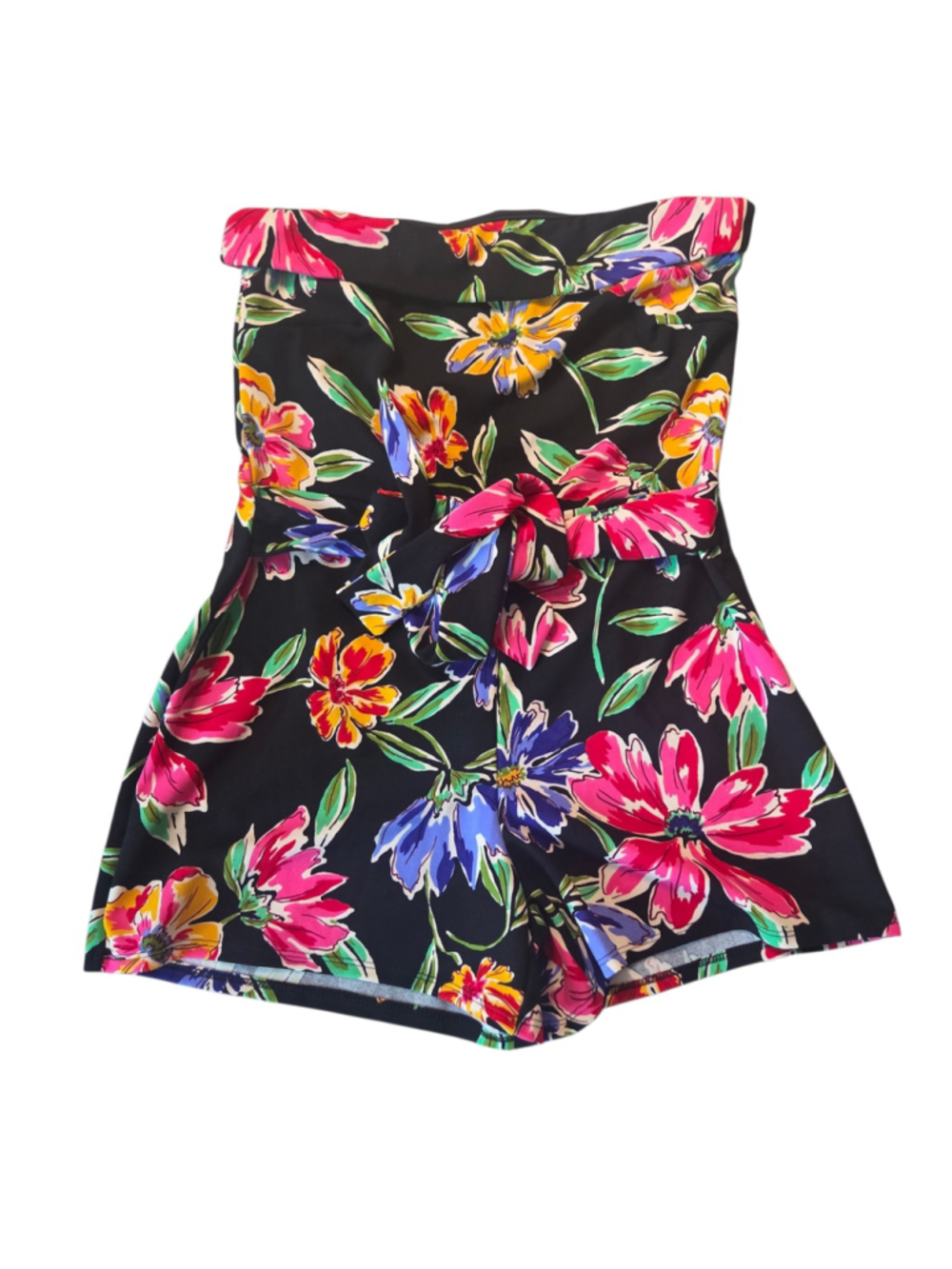 Women's Fashion Nova Floral Romper Plus 1X Black Pink